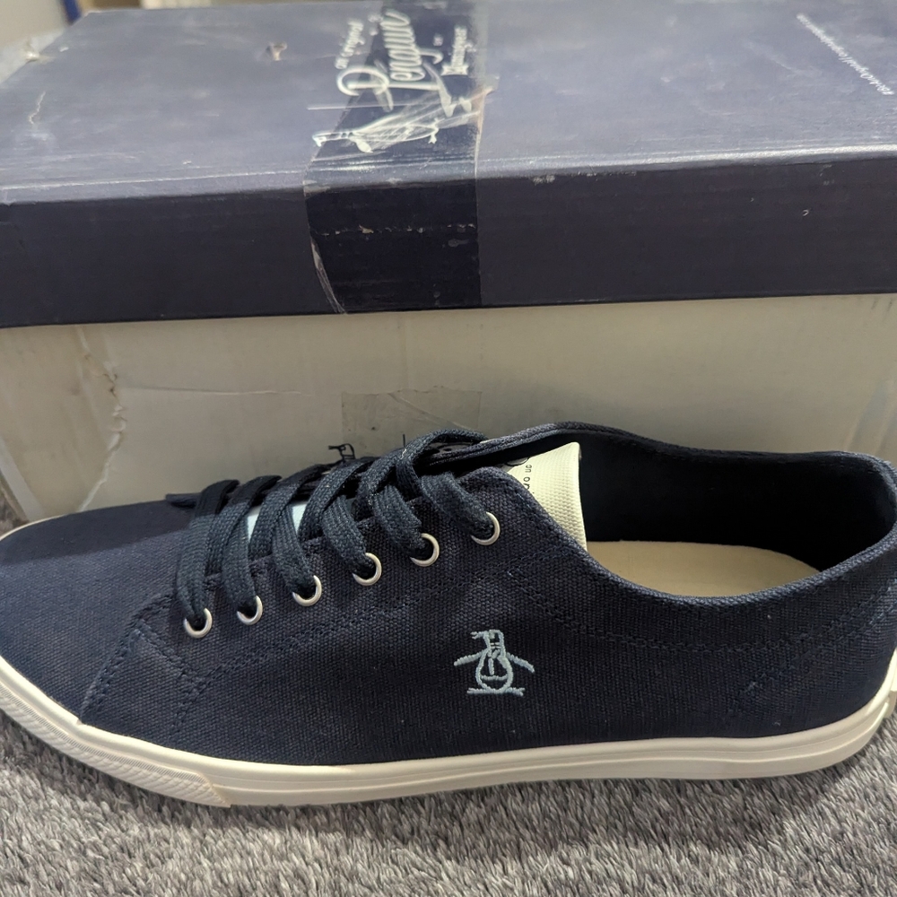 NIB Men's Navy Canvas Penguin Shoes sz 11